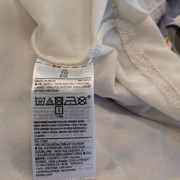 Old Navy Sz XL White AOP Floral Swing Babydoll Dress Boho Pleated Peasant Fairy - Picture 9 of 10